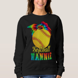 Womens Softball Nannie Tie Dye Softball  Mother's  Sweatshirt