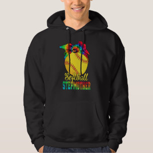Womens Softball Stepmother Tie Dye Softball Mothe Hoodie