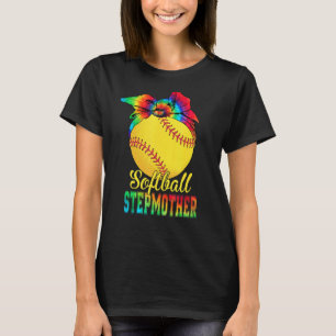 Womens Softball Stepmother Tie Dye Softball  Mothe T-Shirt