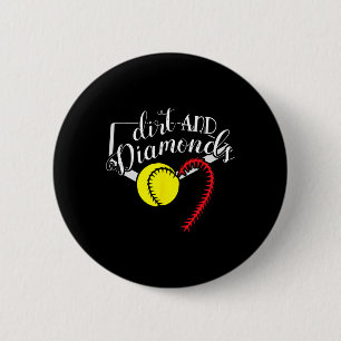 Womens Softll Player Gift Dirt Diamonds Softll 6 Cm Round Badge