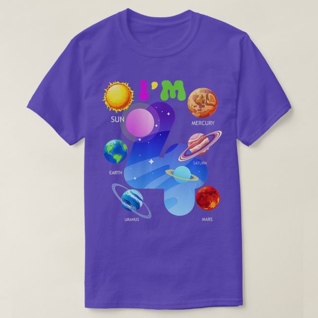 Womens Solar System Planets Cute 4 Years Old 4th B T-Shirt (Design Front)