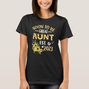 Womens Soon To Be Aunt 2023 Sunflower New Aunt 7 T-Shirt