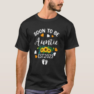 Womens Soon To Be Auntie 2023 Sunflower New Aunti T-Shirt