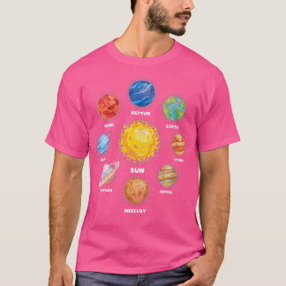Womens Space Travel Astronaut Planets Sun Astronom T-Shirt