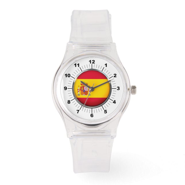 Women's Spain Flag Sporty Pink Silicon Watch (Front)