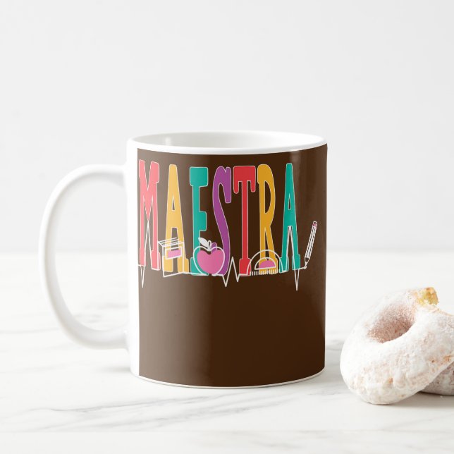 Womens Spanish Teacher Vibe Regalos Para Maestra Coffee Mug (With Donut)