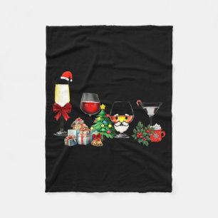 Womens Spellbind Wine Gl Of Santa Claus Gift Chris Fleece Blanket