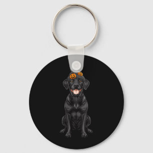 Womens Spooky Black Labrador Dog Funny Halloween Key Ring