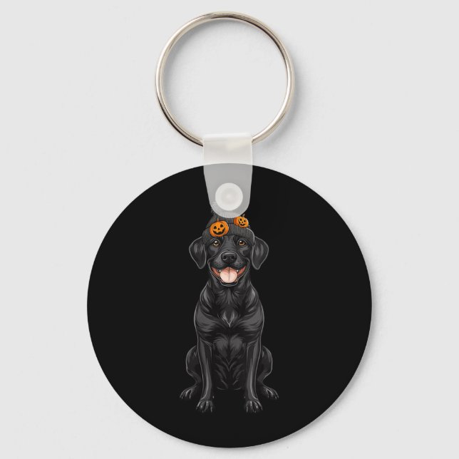 Womens Spooky Black Labrador Dog Funny Halloween Key Ring (Front)