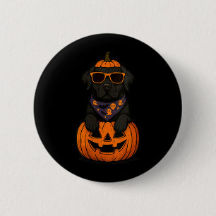 Womens Spooky Black Labrador Retriever Pumpkin 6 Cm Round Badge