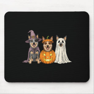 Womens Spooky Ghost Blue Heeler Pumpkin Halloween Mouse Pad