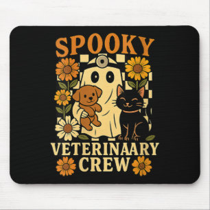 Womens Spooky Ghost Holding Black Cat Dog Mouse Pad