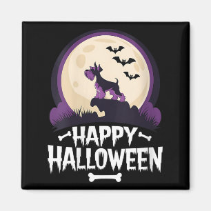 Womens Spooky Miniature Schnauzer Happy Halloween Magnet