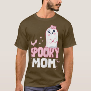 Womens Spooky Mum Family Cute Pink White Ghost Boo T-Shirt