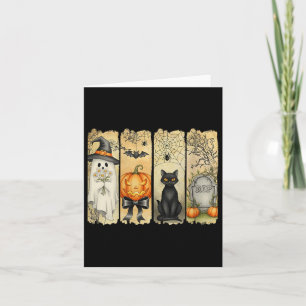 Womens Spooky Season Vintage Halloween Ghost Pumpk Card