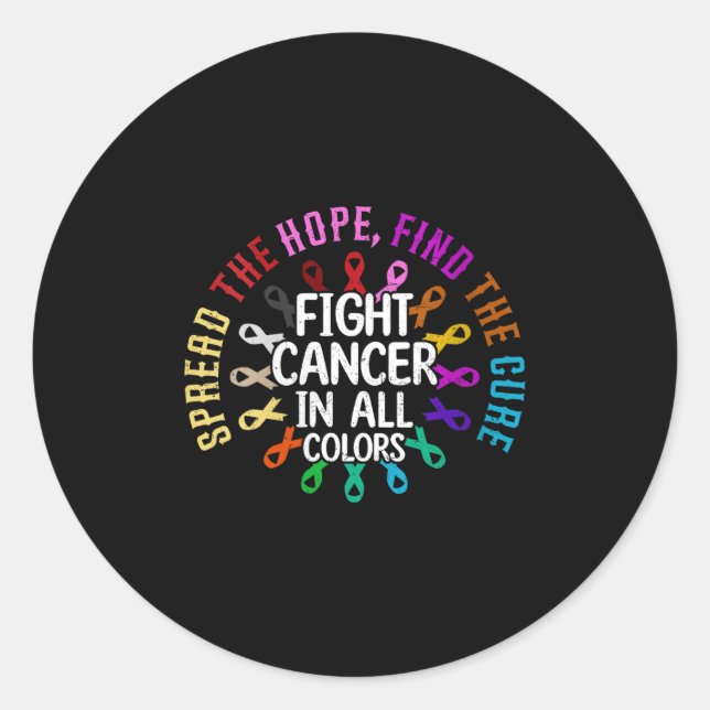 Womens Spread The Hope Find The Cure Fight Cancer  Classic Round Sticker (Front)