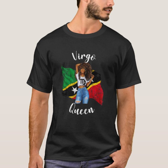 Womens St Kitts Queen Virgo Birthday Zodiac Astrol T-Shirt (Front)