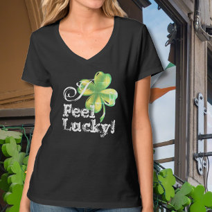 Women's St. Patrick's Day Black Shamrock  T-Shirt