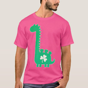Womens St Patricks Day Brontosaurus Dinosaur Shamr T-Shirt