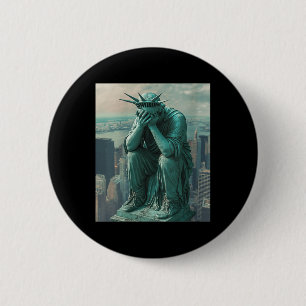 Womens Statue Of Liberty Facepalm V-neck 6 Cm Round Badge
