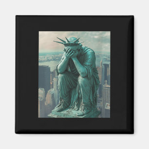 Womens Statue Of Liberty Facepalm V-neck Magnet