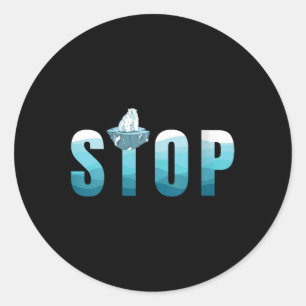 Womens Stop Ocean Pollution Polar Bear Classic Round Sticker