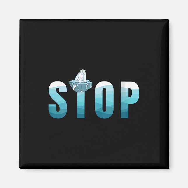 Womens Stop Ocean Pollution Polar Bear Magnet (Front)