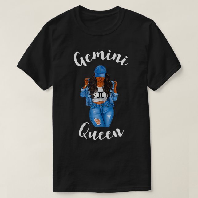 Womens Streetwise Gemini Queen Black Womens Zodiac T-Shirt (Design Front)