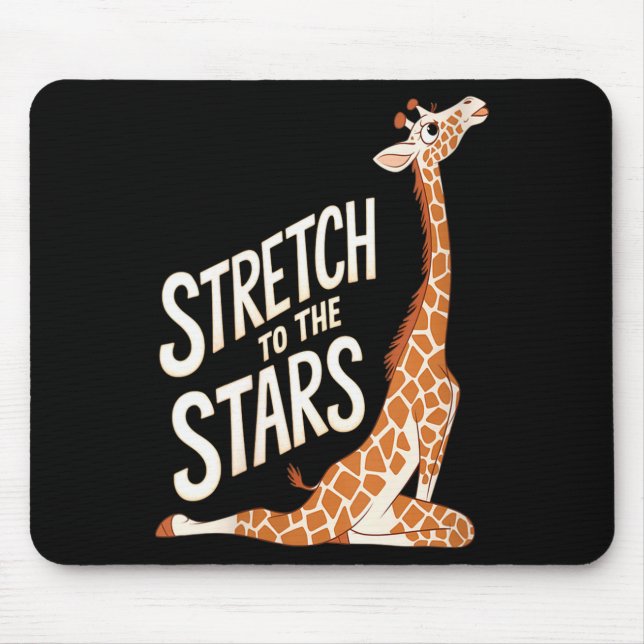 Womens Stretch Toward The Galaxy Sitive Yoga Giraf Mouse Pad (Front)