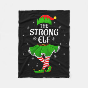 Womens Strong Elf Christmas Family Girls Women Elf Fleece Blanket