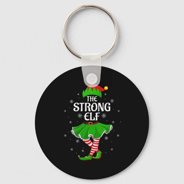 Womens Strong Elf Christmas Family Girls Women Elf Key Ring (Front)