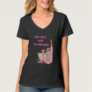 Womens Strong Girl - Funny Book & Tea Lover T-Shirt