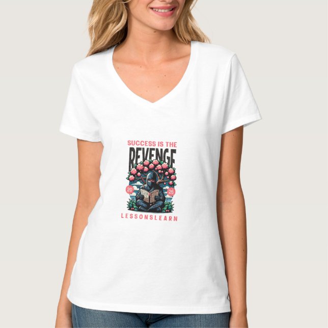 WOMEN'S SUCCESS REVENGE LESSONS LEARN V NECK TEE (Front)