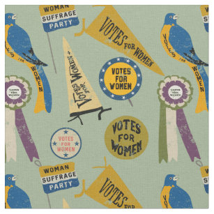 Womens Suffrage Movement Memorabilia Collage Print Fabric