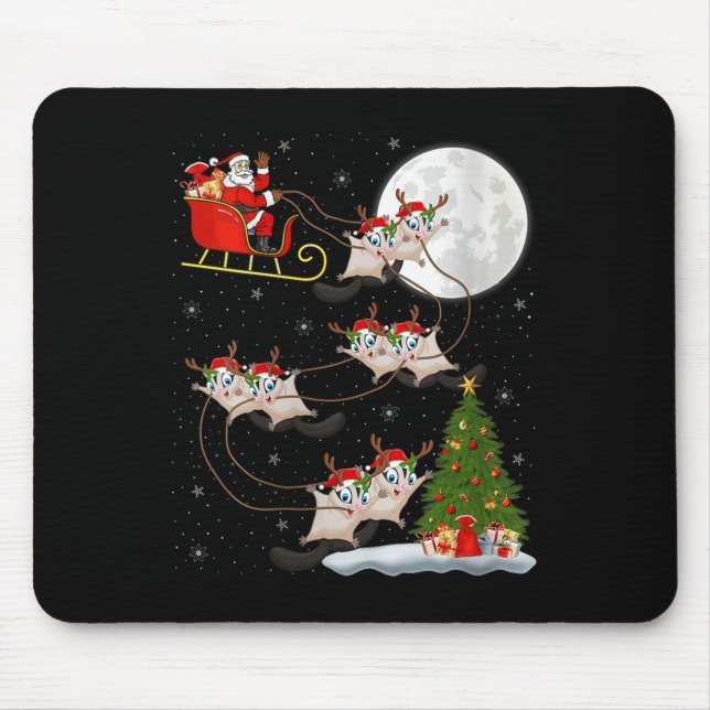 Womens Sugar Glider Santa Sleigh Flying Funny Magi Mouse Pad (Front)