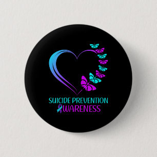 Womens Suicide Prevention Awareness Butterfly Hear 6 Cm Round Badge