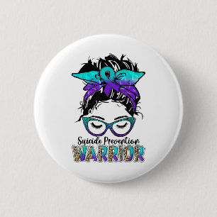 Womens Suicide Prevention Awareness Week Messy Bun 6 Cm Round Badge