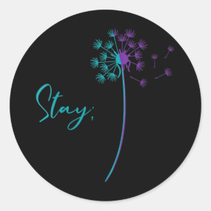 Womens Suicide Prevention Dandelion Teal And Purpl Classic Round Sticker