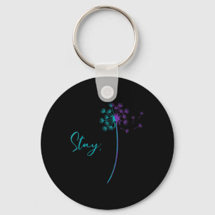 Womens Suicide Prevention Dandelion Teal And Purpl Key Ring