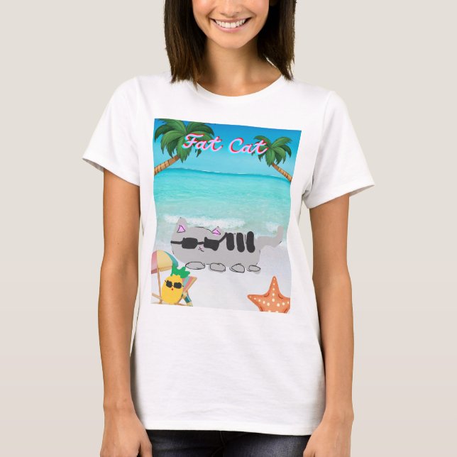 womens summer fat cat shirt (Front)