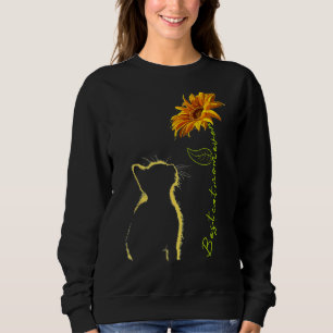 Womens Sunflower Best Cat Dad Ever Cute Cat  Mothe Sweatshirt