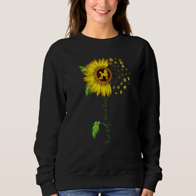 Womens Sunflower Best Dog Mum Ever  Poodle Dog Sweatshirt (Front)