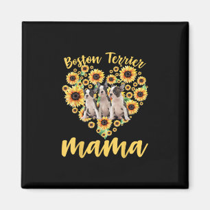 Womens Sunflower Boston Terrier Mama Dog Lover Magnet