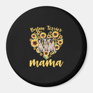 Womens Sunflower Boston Terrier Mama Dog Lover Magnet