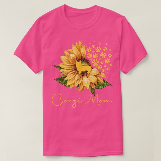 Womens Sunflower Corgi Mom Dog Lover T-Shirt (Design Front)