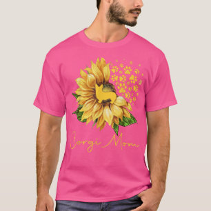 Womens Sunflower Corgi Mum Dog Lover T-Shirt