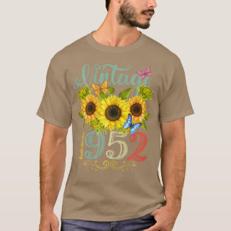 Womens Sunflower Floral Butterfly Vintage 1952 Fun T-Shirt