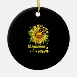 Womens Sunflower Greyhound Mum Dog Lover Gift Ceramic Tree Decoration