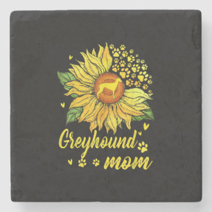 Womens Sunflower Greyhound Mum Dog Lover Gift Stone Coaster