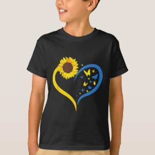 Womens Sunflower Love Heart I Stand With Ukraine B T-Shirt